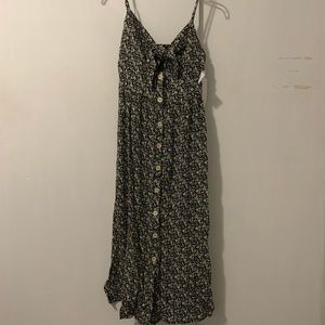 Black & cream long strappy floral dress size small